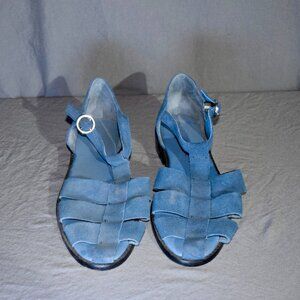 Anthropologie Pilcro Blue Suede Fisherman Sandals Size 39